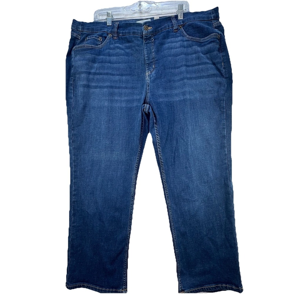 Women Plus Size‎ 24W Petite Stretch Waistband Pull On Denim Jean Capris 24WP QVC